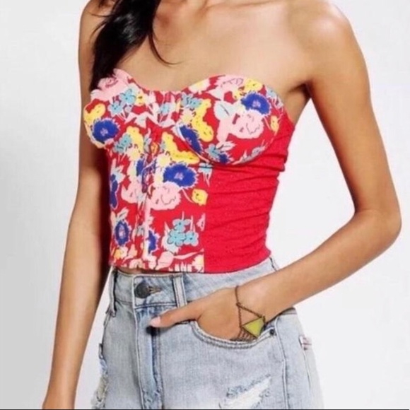 New Kimchi Blue Floral Print Button Front Bustier - Picture 2 of 8